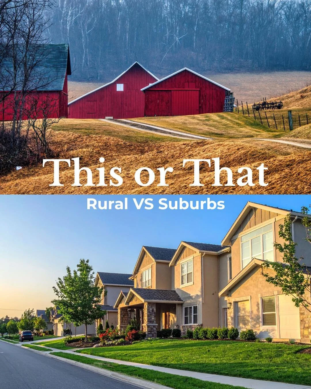 Sound off in the comments what you would choose! 

We are definitely drawn towards the rural lifestyle. Plenty of room to grow and stretch your legs. Not to mention space for chickens. 😜

Leave your comments below!

#RuralLiving #EscapeTheOrdinary #
