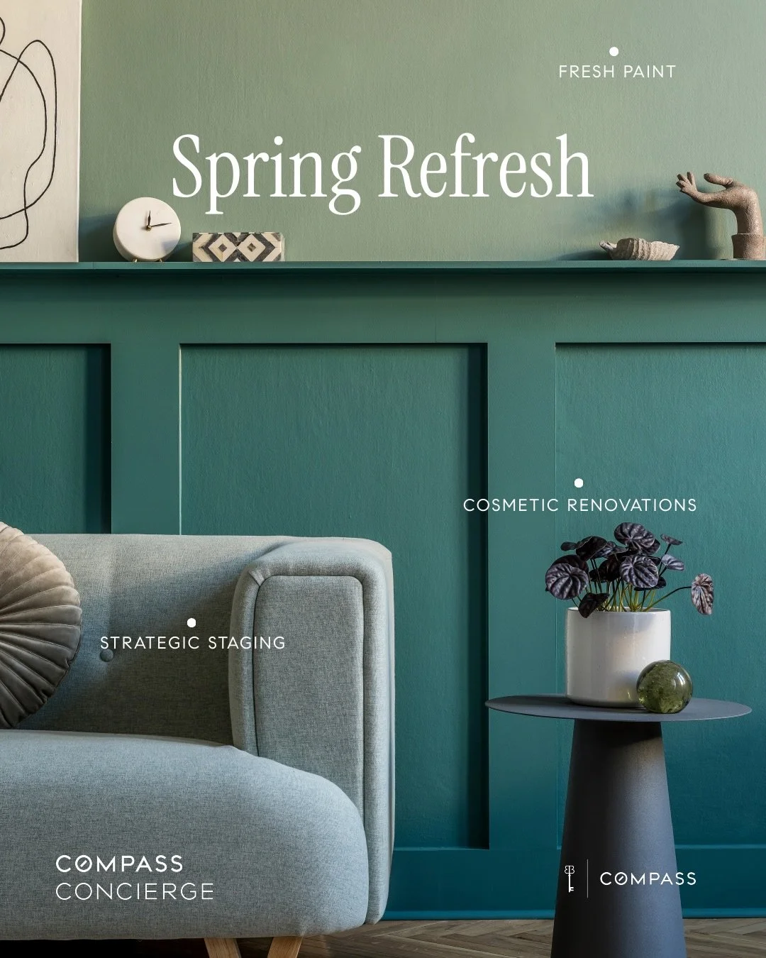 Spring has finally rolled into town. The market is picking up, the flowers are blooming, and homes are getting freshened up.

Speaking of freshening up, we wanted to highlight Compass Concierge. A Compass exclusive program allowing sellers to update 