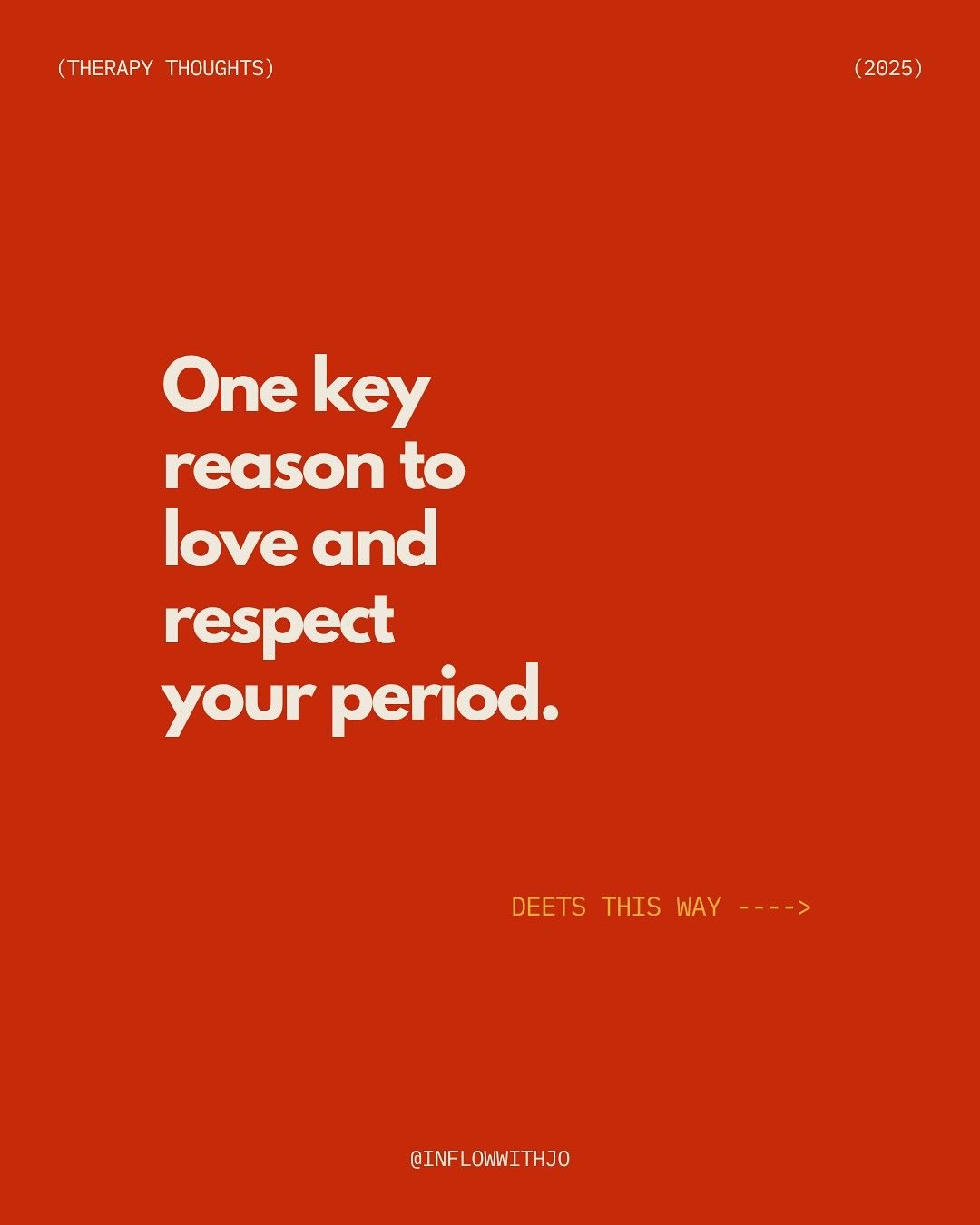 One reason I ❤️ periods ⬇️⬇️⬇️

🩸 Your menstrual cycle is your 5th vital sign &mdash; and it&rsquo;s one of the most powerful indicators of your overall health.

In 2015, the American College of Obstetricians and Gynecologists recognized the menstru