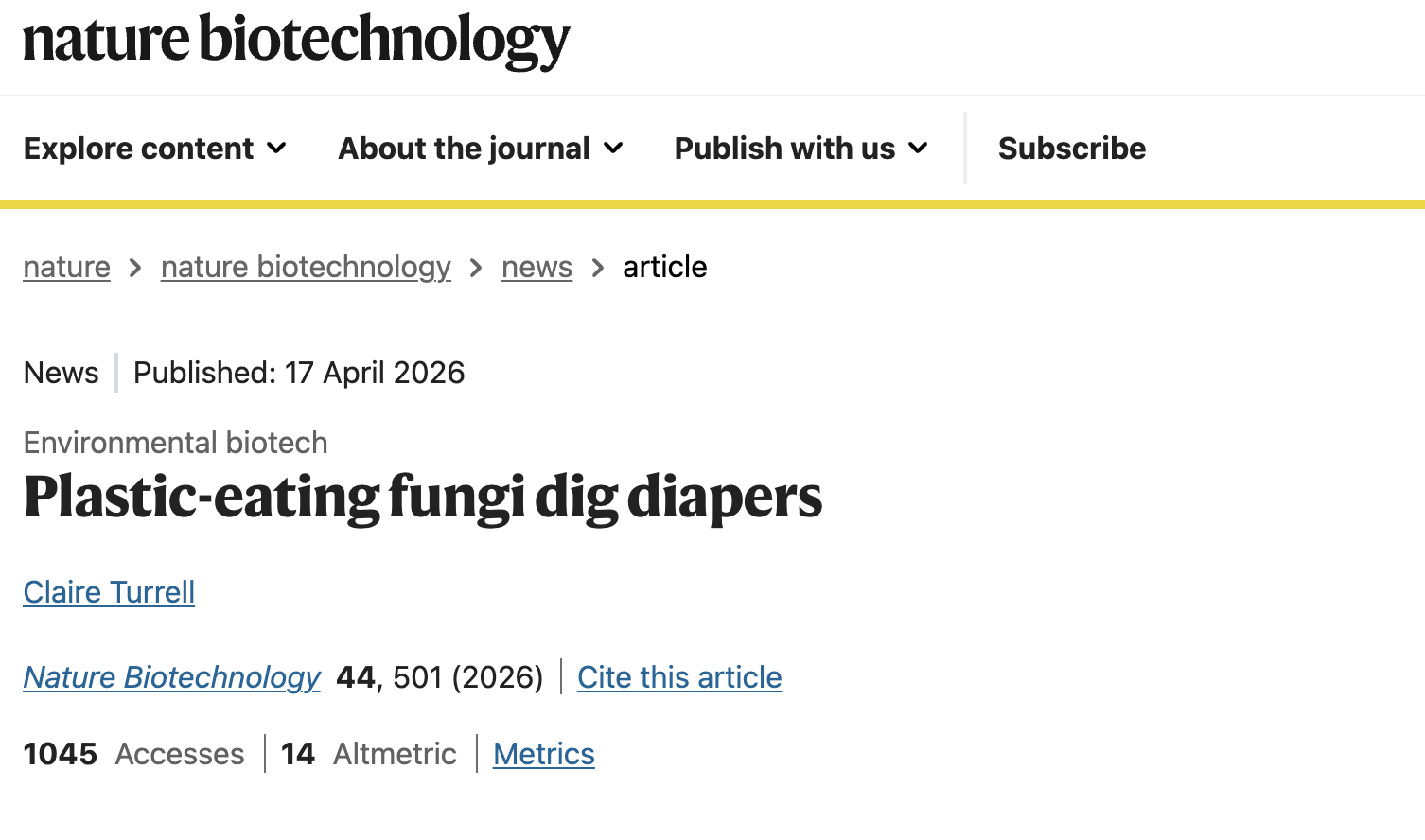 HIRO Technologies featured in Nature Biotechnology