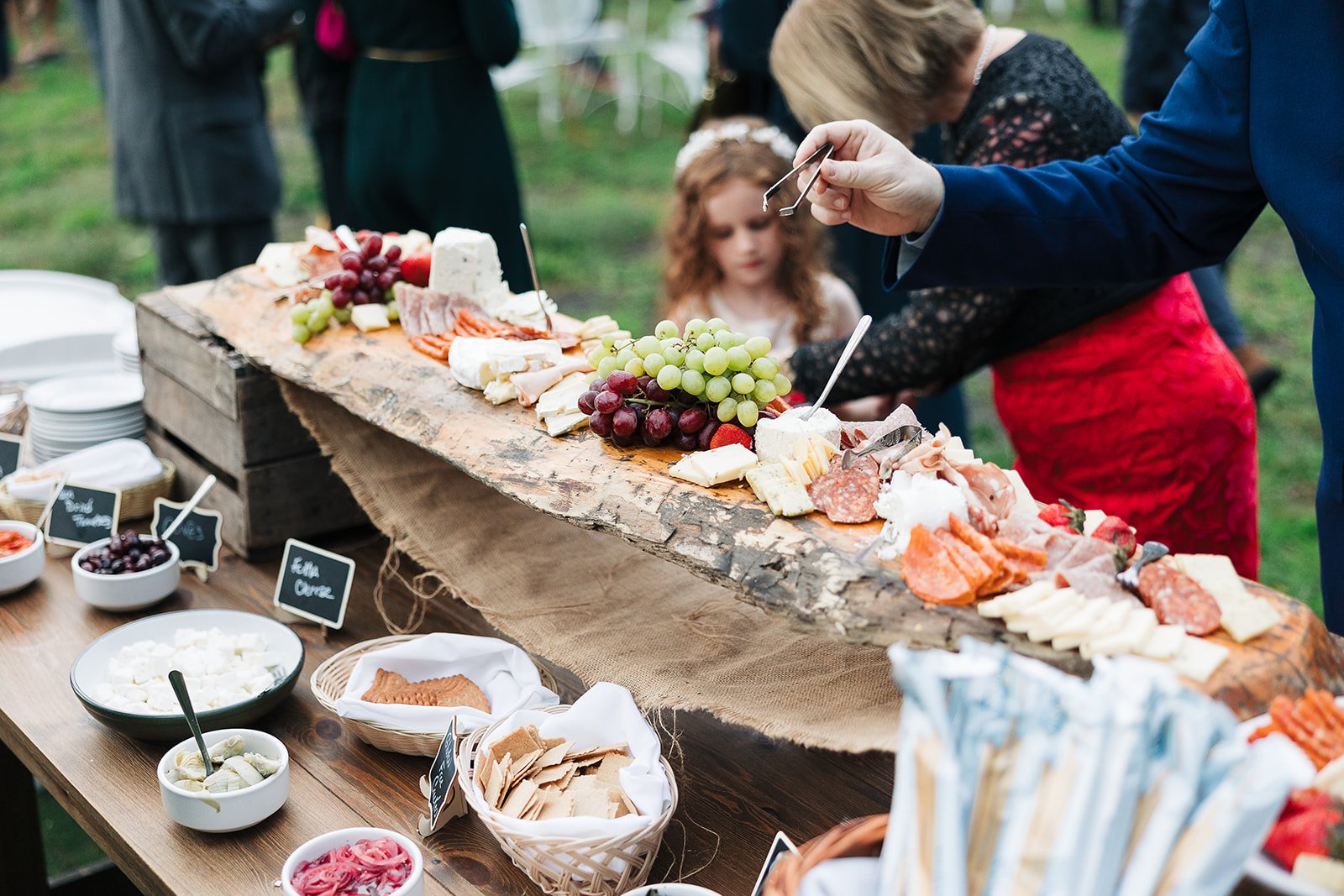 A stunning grazing table with cheese and fruit at Black Walnut Farm