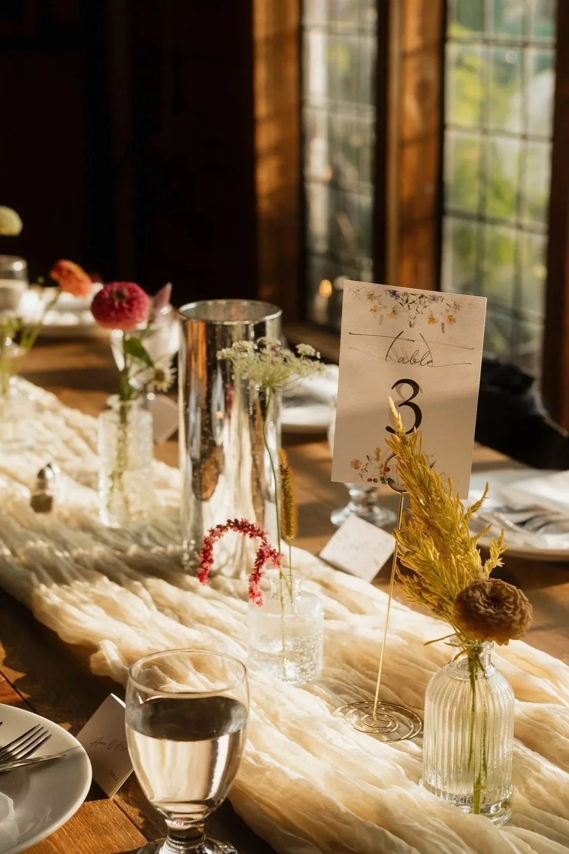 Vases, votives, runners, and more from our Something Borrowed Collection. photo: Kenzie Gates