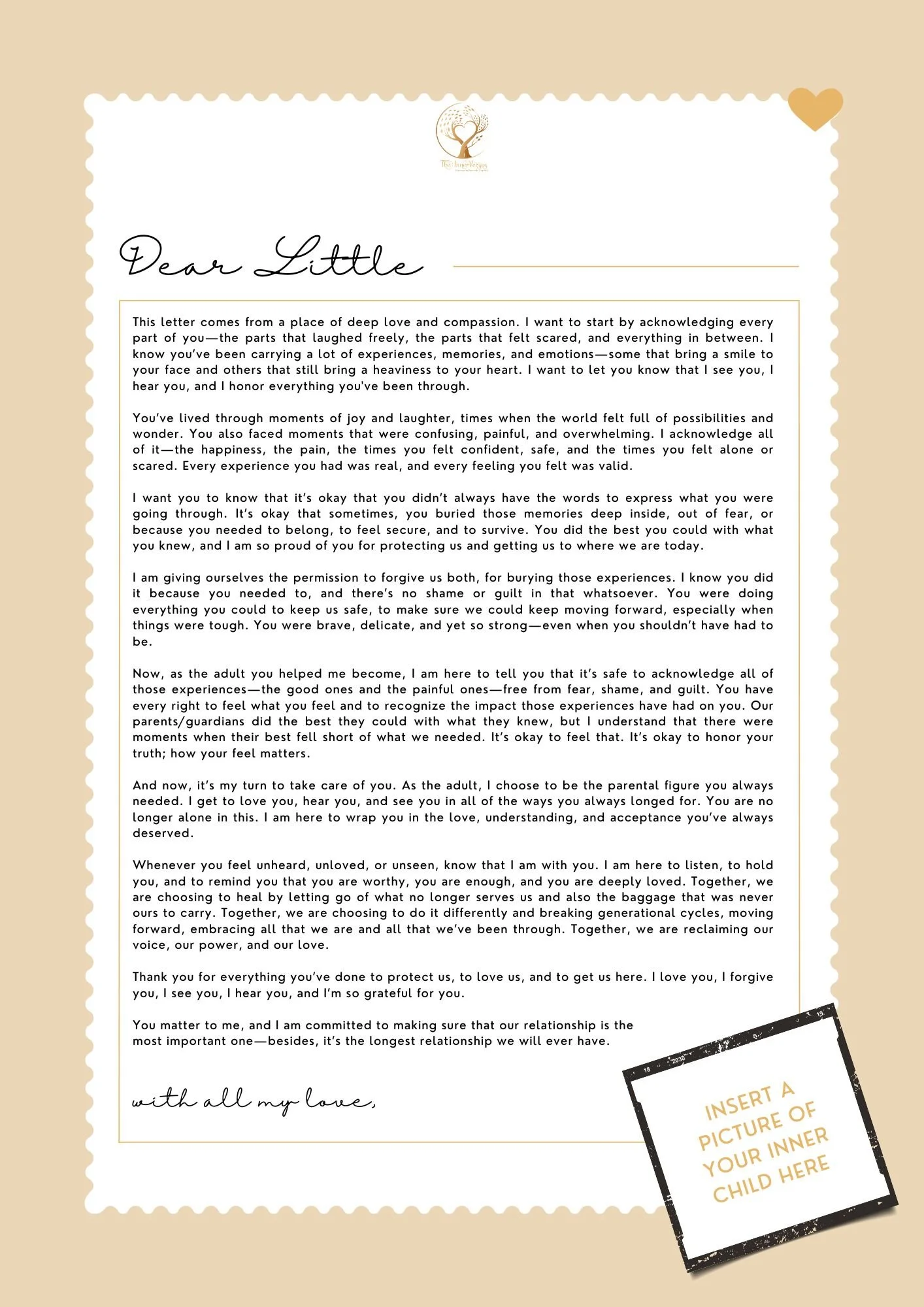 How To Heal Your Inner Child: Inner Child Healing Letter Template — The ...