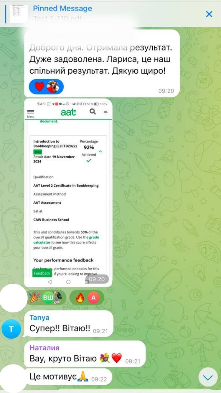 Успіх студента на іспиті AAT