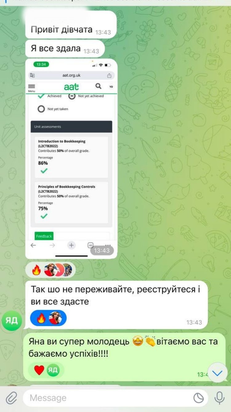Успіх студента на іспиті AAT