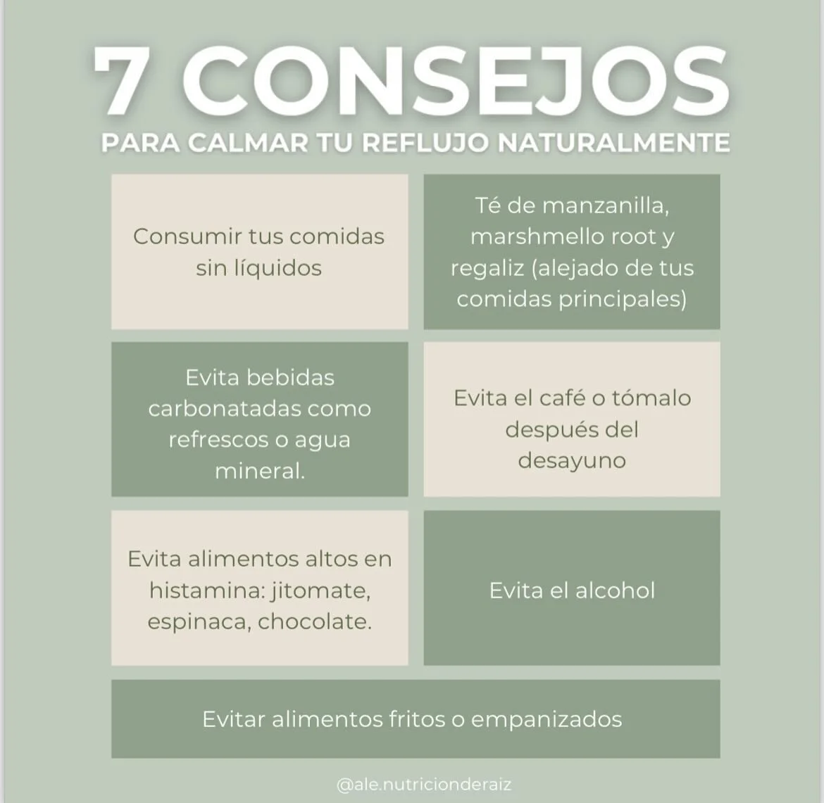 Aqu&iacute; te comparto 7 consejos para calmar tu reflujo de manera natural. 🙌🏻 
.
.
.
#tips #tipsnutricion #tipsnutricionales #nutricion #nutrici&oacute;n #nutricionsaludable #nutricionsana #salud #bienestar #saludybienestar