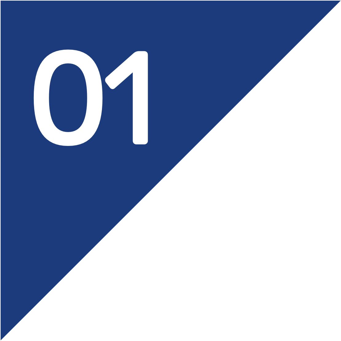 a calendar page with blue triangle and white number 1