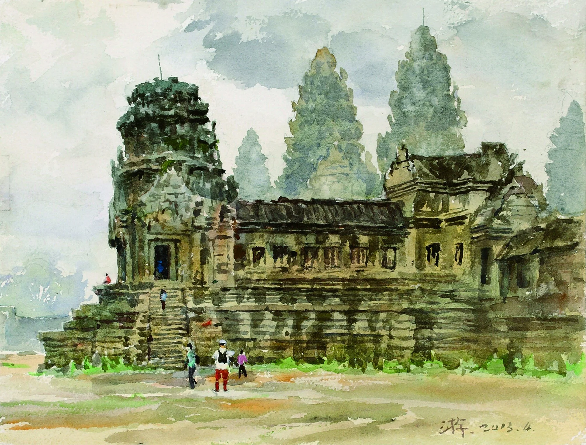 4吴哥窟速写（之一）（23x26）2013.JPG