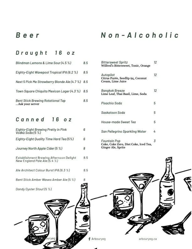 Drink Menu — Arbour