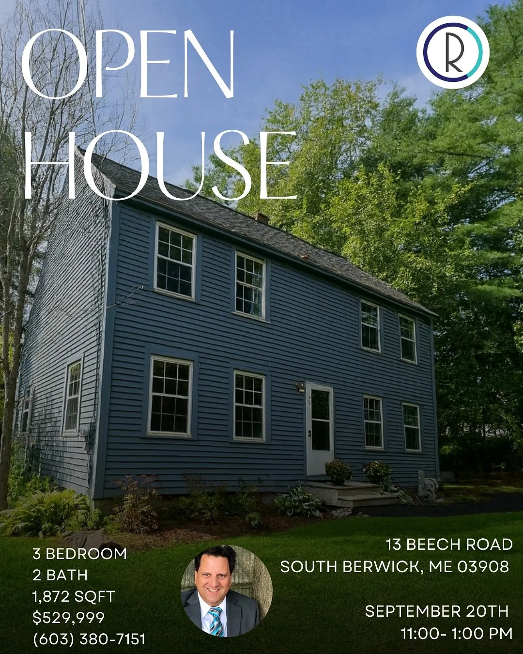 Open House – Saturday, September 20th, 11-1:00PM🏡🔐
We invite you to tour 13 Beech Rd. S. in Berwick, Maine, a beautifully situated home in one of the town’s most desirable neighborhoods. This property offers the perfect balance of quie