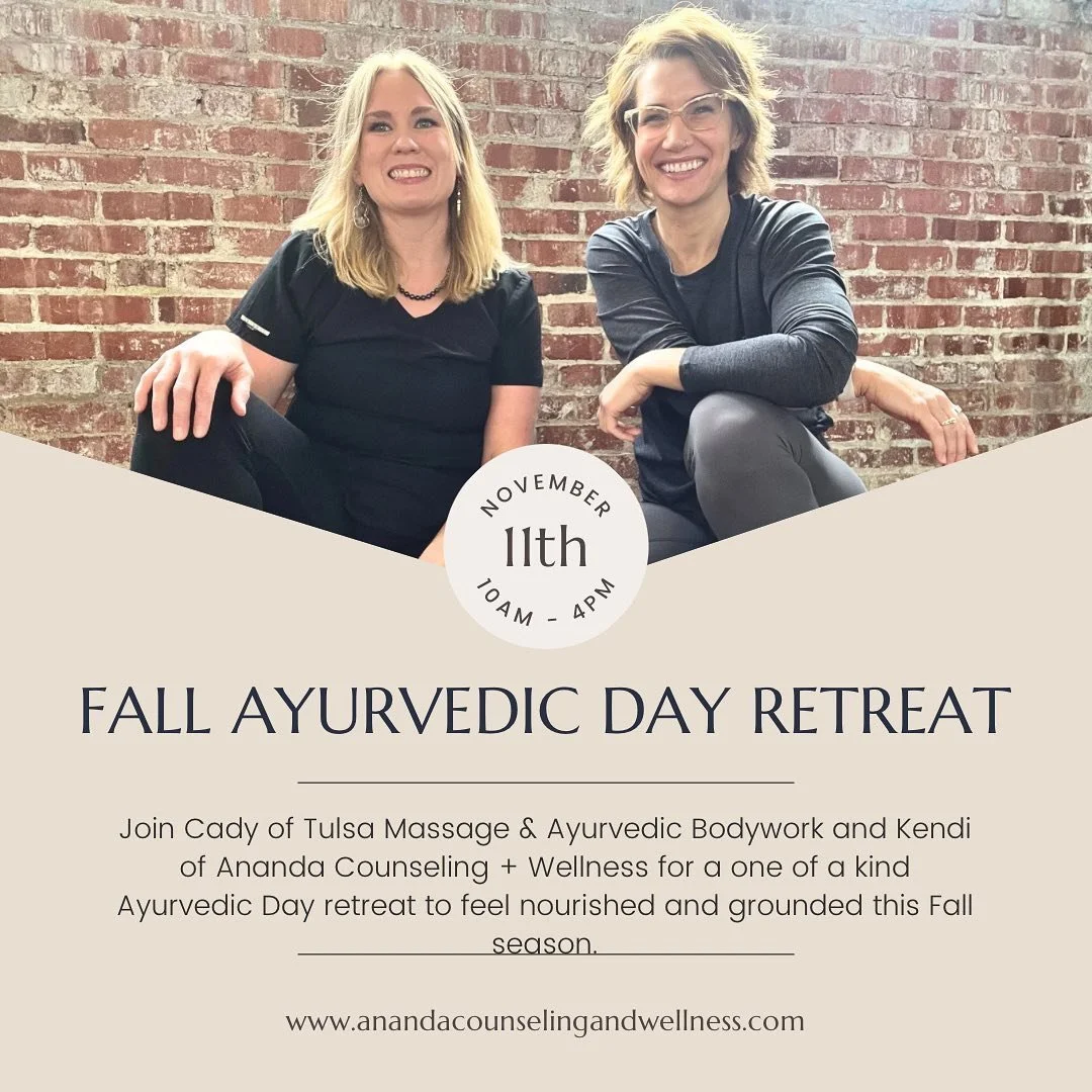 Join me and Cady for a day of Yoga, Ayurveda and Massage on November 11th.

Learn techniques to feel relaxed and grounded this busy (ahem, chaotic) Fall season.

Lunch is provided and you will leave with everything you need to keep the nourishment go