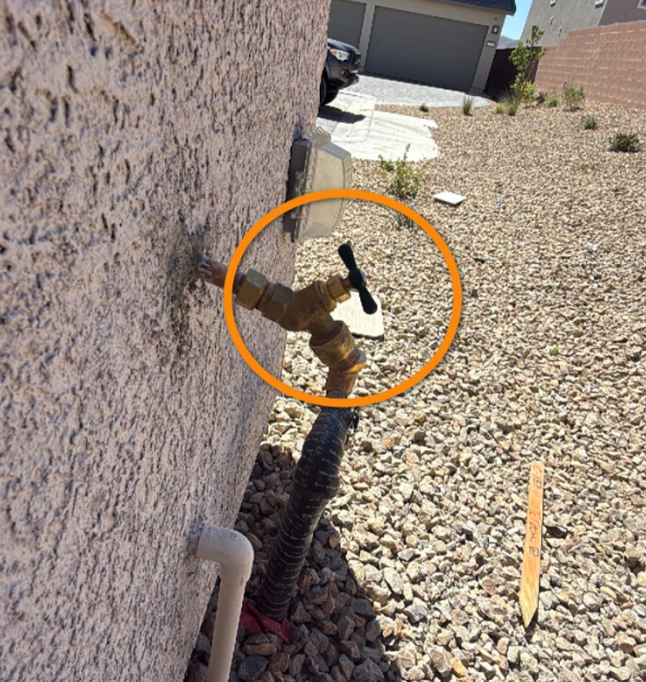 Bent Hose Bib on a New Construction Home in Las Vegas