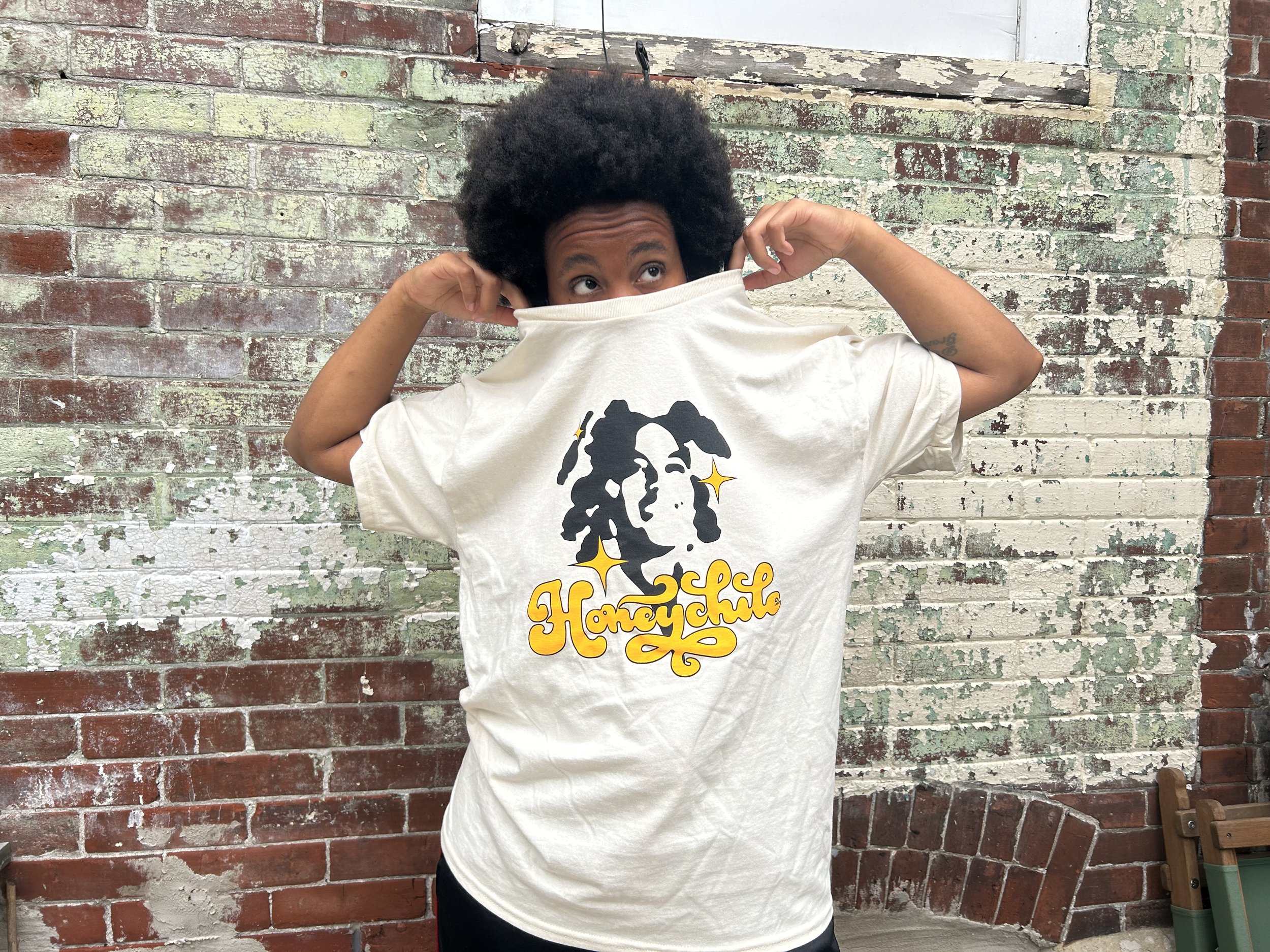 African American artist Honeychile sells merch on Bandcamp music on Spotify