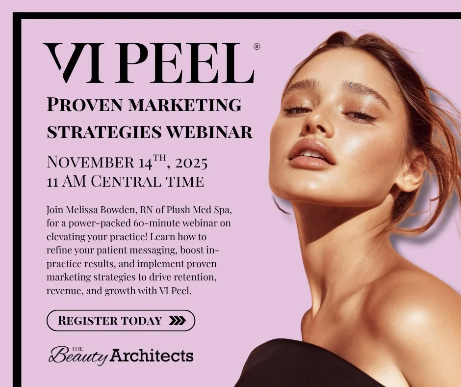 Level Up Your Practice in 60 Minutes with @aestheticallymelissa, RN! 

Join us for the @vipeel  Promote Webinar on November 14th at 11 AM CT featuring guest speaker Melissa Bowden, RN of Plush Med Spa. Discover how to refine your patient messaging, s