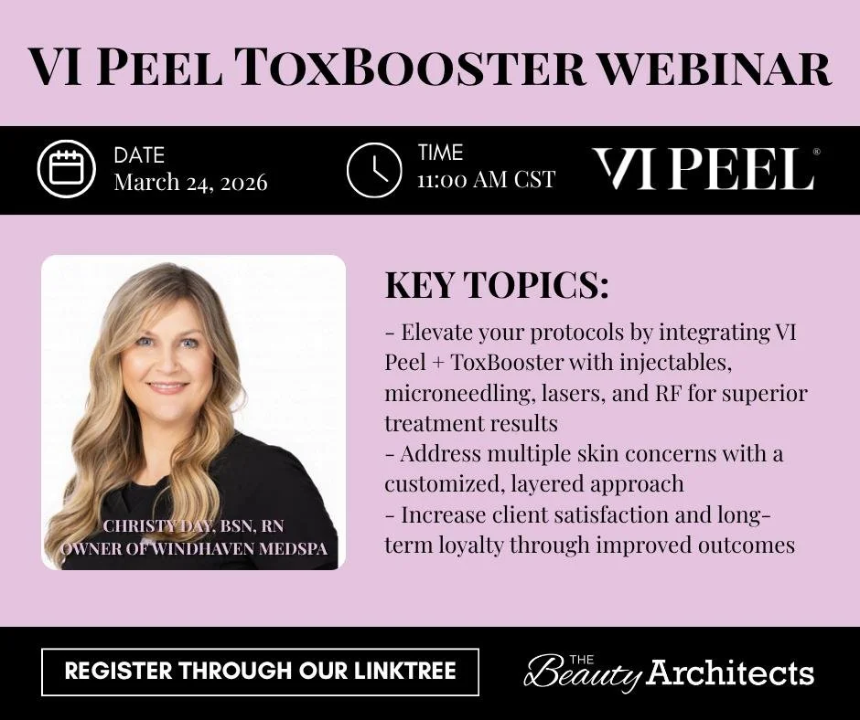Join @vipeel for an expert-led, 60-minute webinar designed to elevate your treatment protocols and results.

Date: March 24, 2026
Time: 11:00 AM CST

Discover how to position VI Peel and ToxBooster within your services, combine them with modalities l