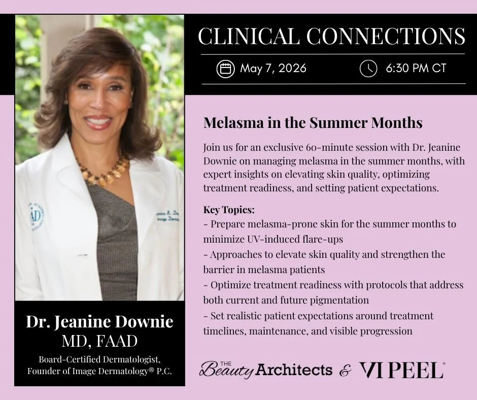 Melasma in the Summer Months ☀️

👉 Register through the link in our bio

#BeautyArchitects #VIPeel #AestheticEducation #MedSpaEducation #SkinCareProfessionals #AestheticWebinar #PracticeGrowth #ClinicalExcellence #Melasma #Summer
