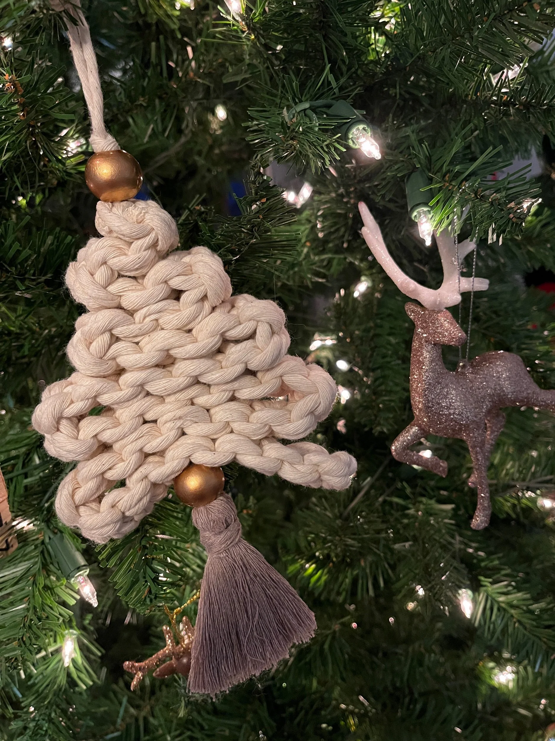 Christmas tree macrame boho ornament
