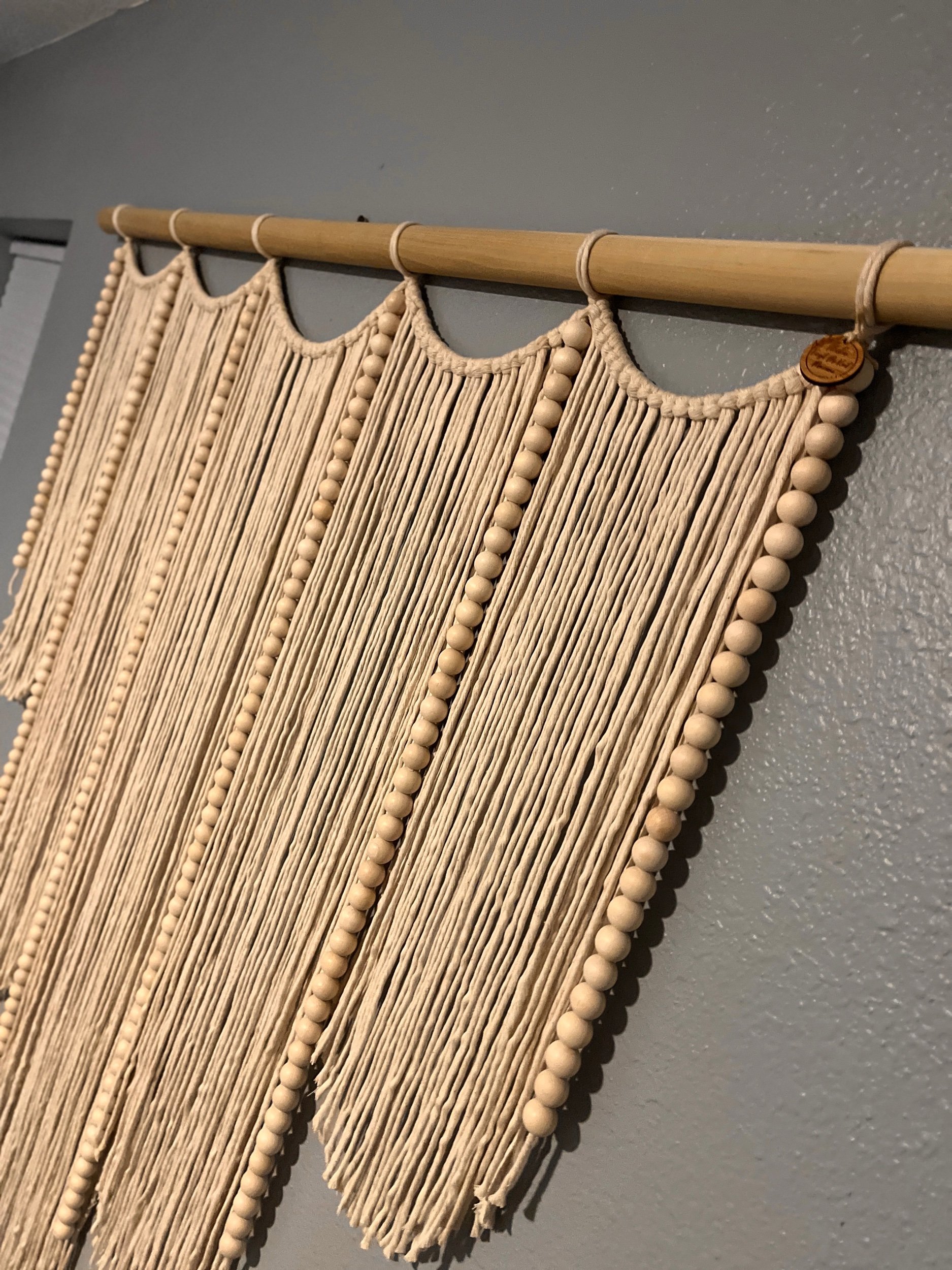 Flowing beaded Fiber Art Wall Hanging