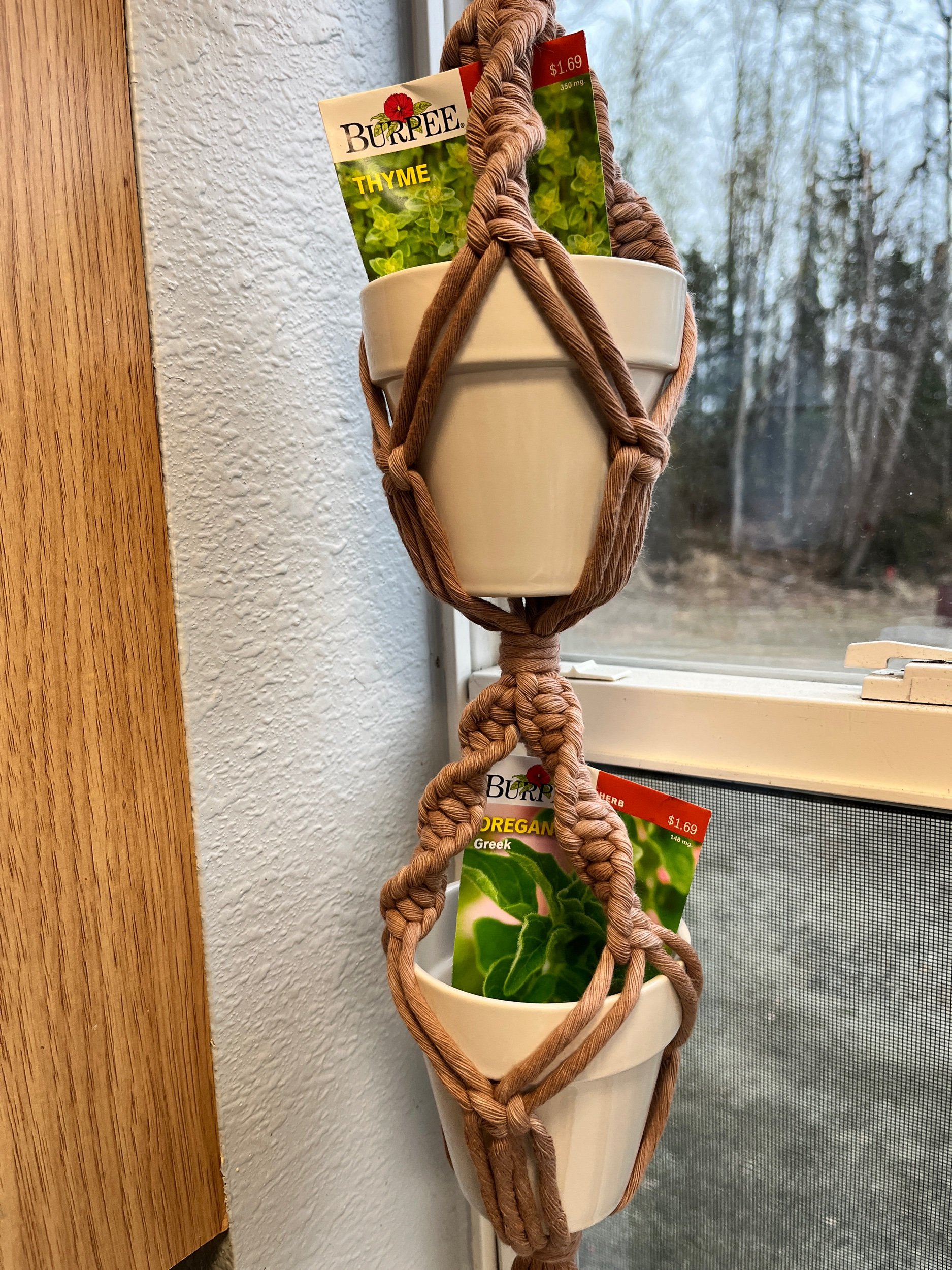 hand dyed triple kitchen herb hanger oregano/ thyme