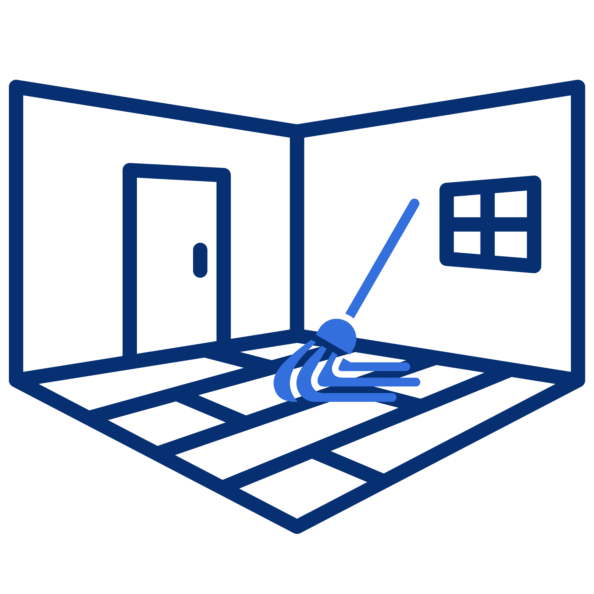 Line drawing of a desktop computer monitor, keyboard, and mouse on a table.