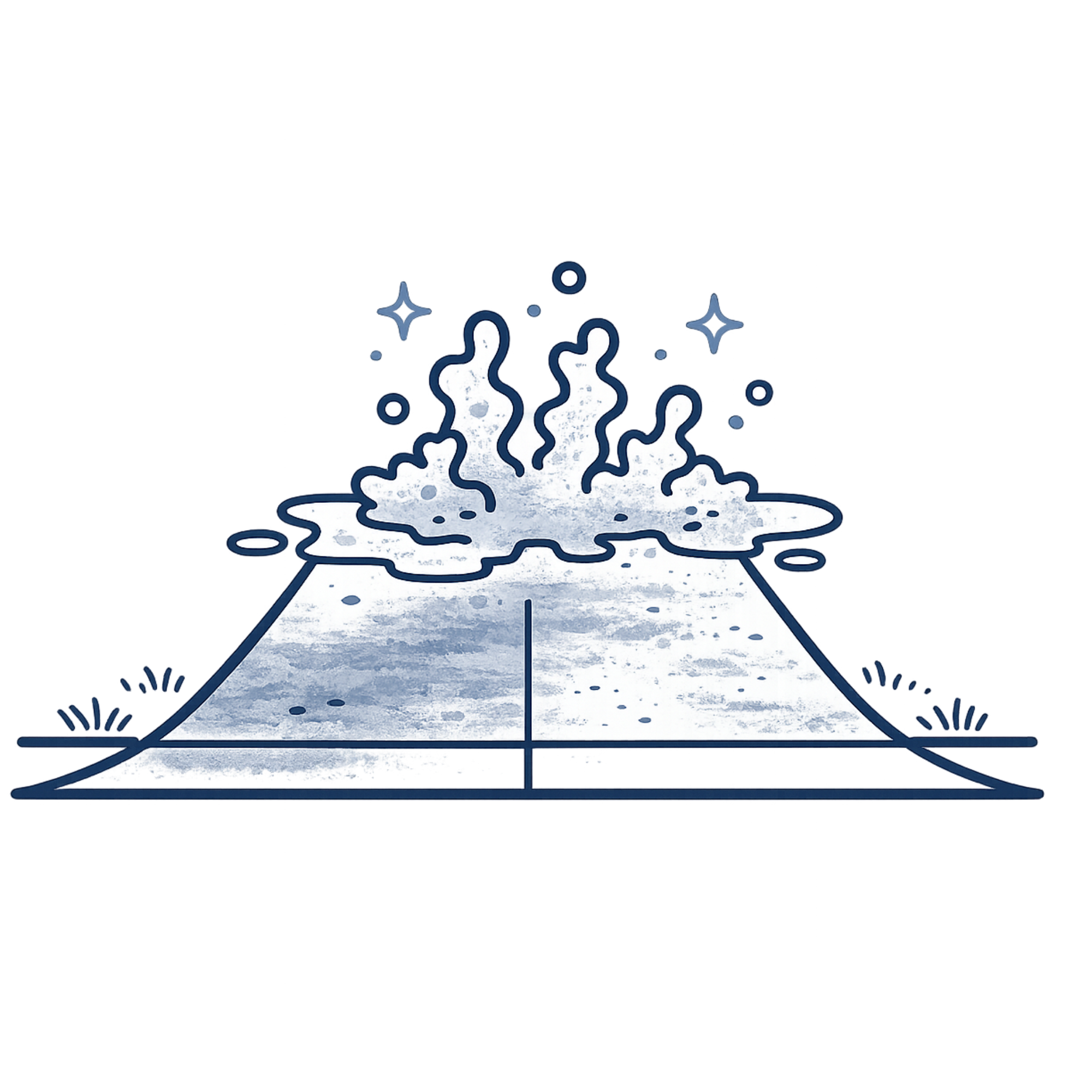 An illustration showing evaporation, condensation, and precipitation in the water cycle, including rain, clouds, and water vapor.