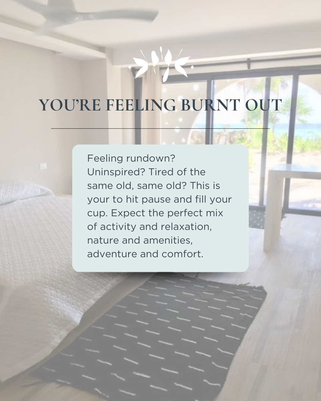 A beachside king room at Copal resort.