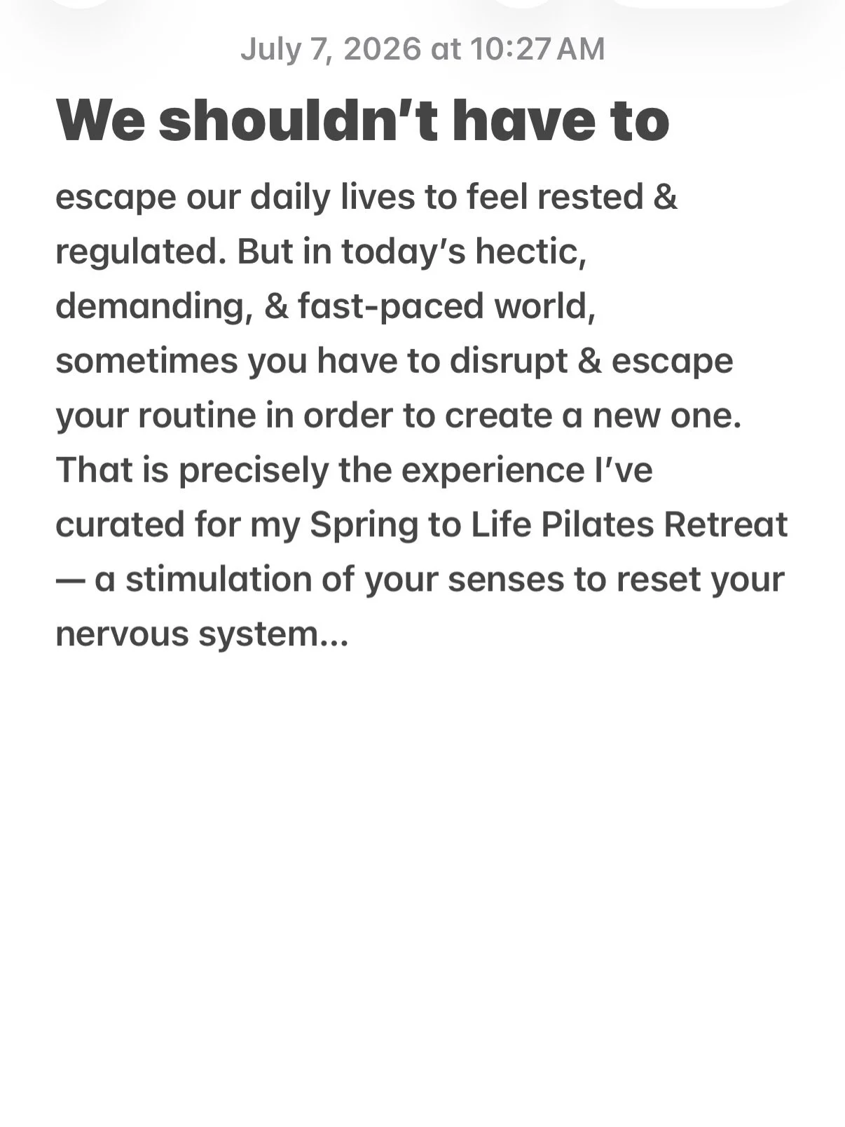 Stimulate your senses to reset your nervous system. 
Spring to Life Pilates Retreat 10/20-26, 2026
Link in bio to book &hearts;️

#pilatesretreat #wellnessretreats #nervoussystemdysregulation #nervoussystemregulation #mexicoretreat