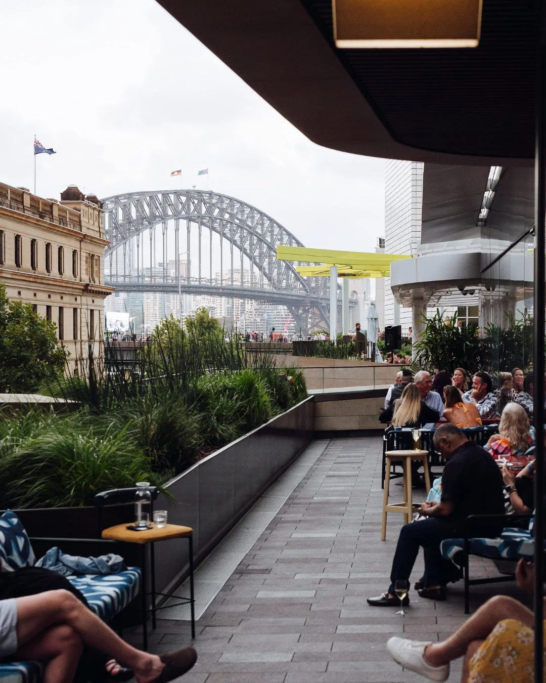 Bridge in sight, wine in hand.

Take it all in from the terrace.