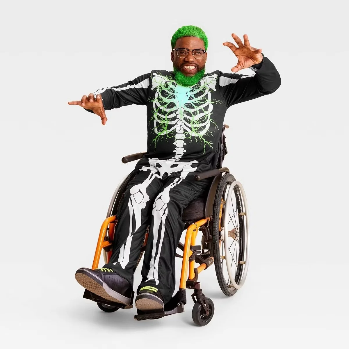 Light Up Glows under Blacklight Electric Bones Skeleton Adaptive Adult Costume - Hyde and EEK! Boutique™