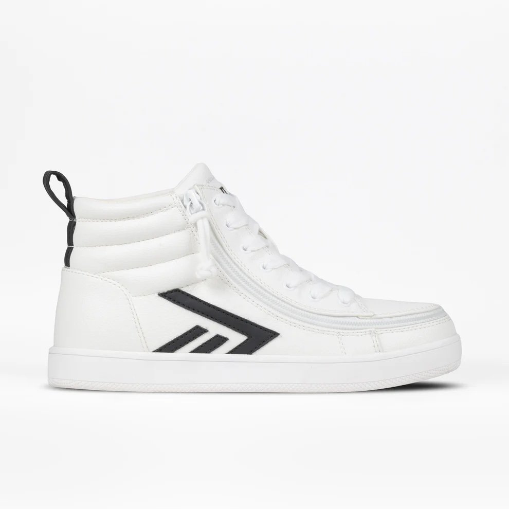 BILLY women's adaptive high top in white with black details with wraparound zipper