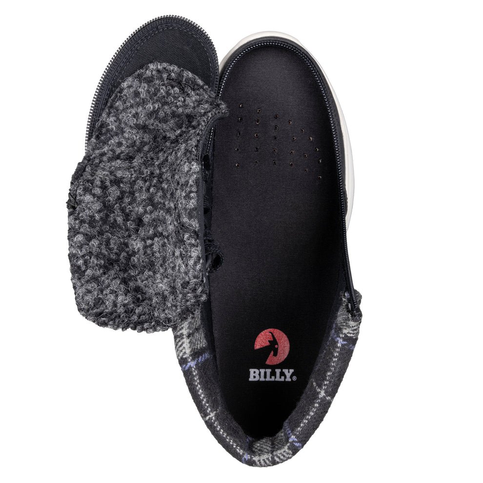 BILLY women's adaptive black comfort cuff high tops showing wraparound zipper open for easy on/off