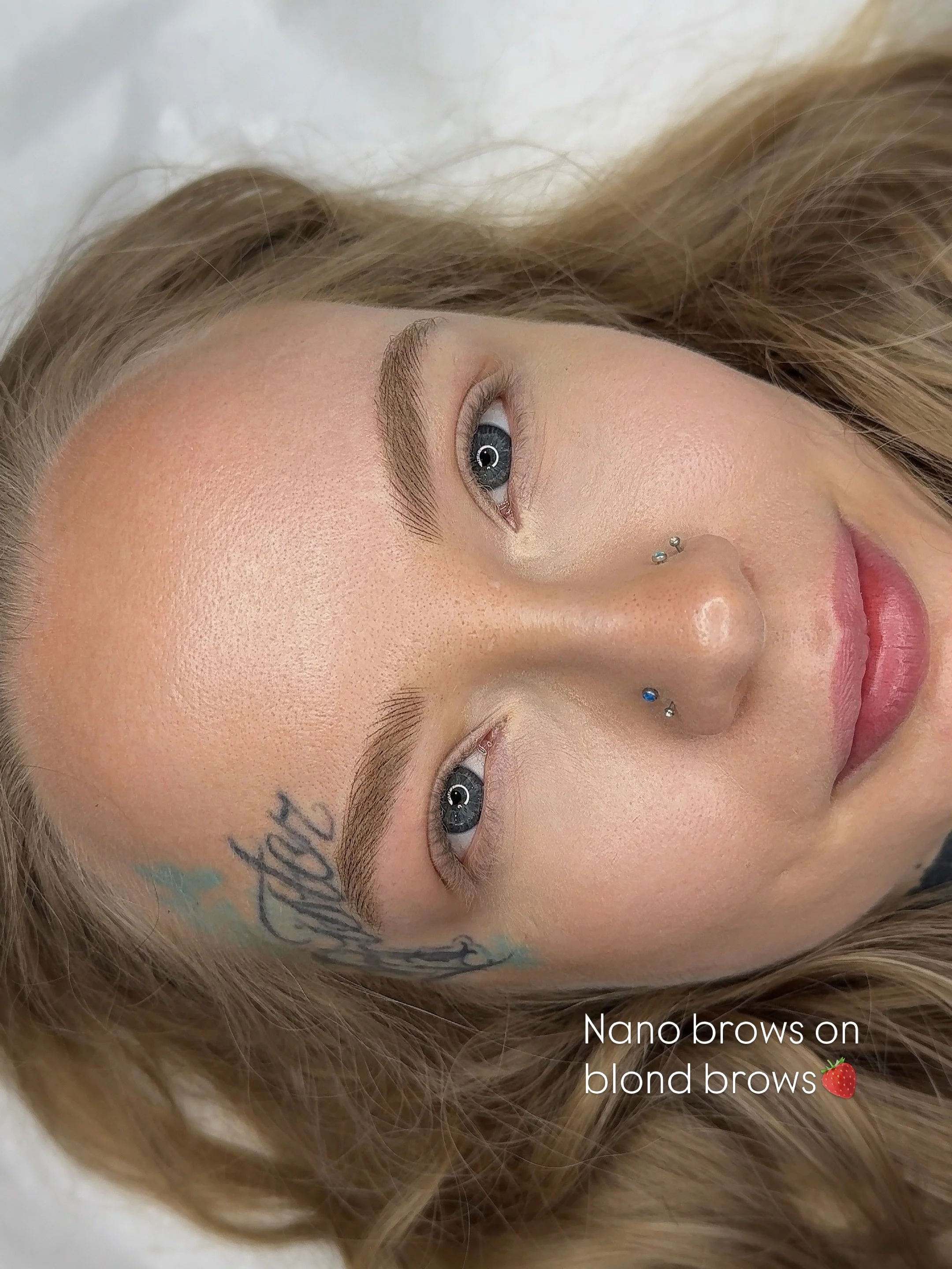 Do you do Nano Brows on blondes?
YES ABSOLUTELY! 🤍
We have a wide range of pigment colors to match every hair color and skin tone. Whether you&rsquo;re blonde, redhead, brunette, or have very light natural brows, we can customize the color to create