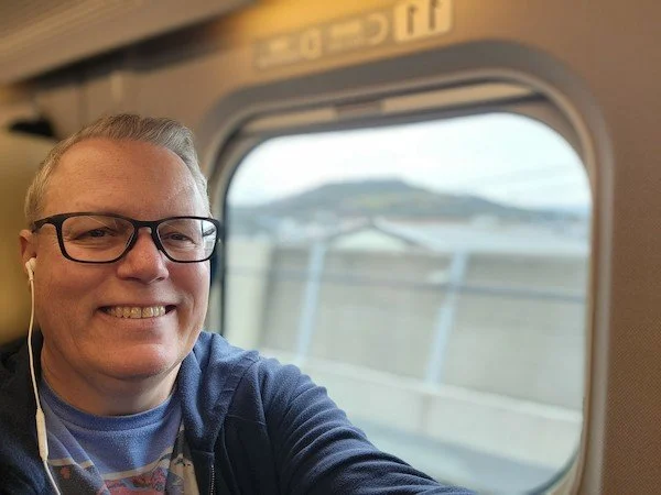 Young man on a shinkansen