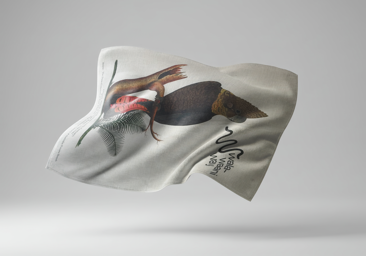 100% Linen Glossy Black Cockatoo T-Towel
