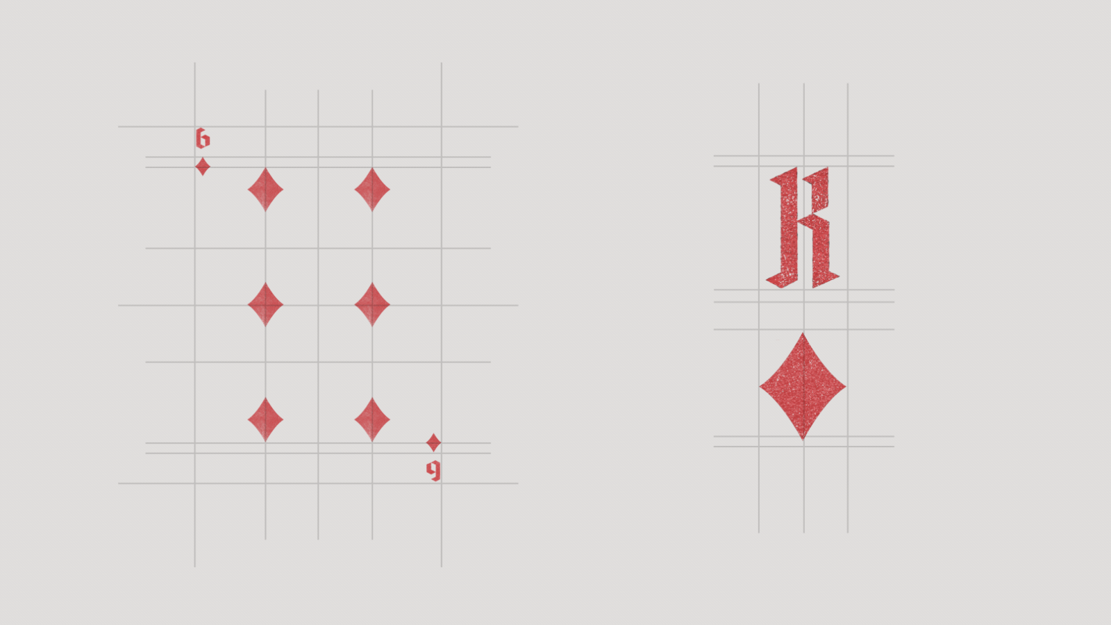 A playing card, the Queen of Diamonds, on a gray background.