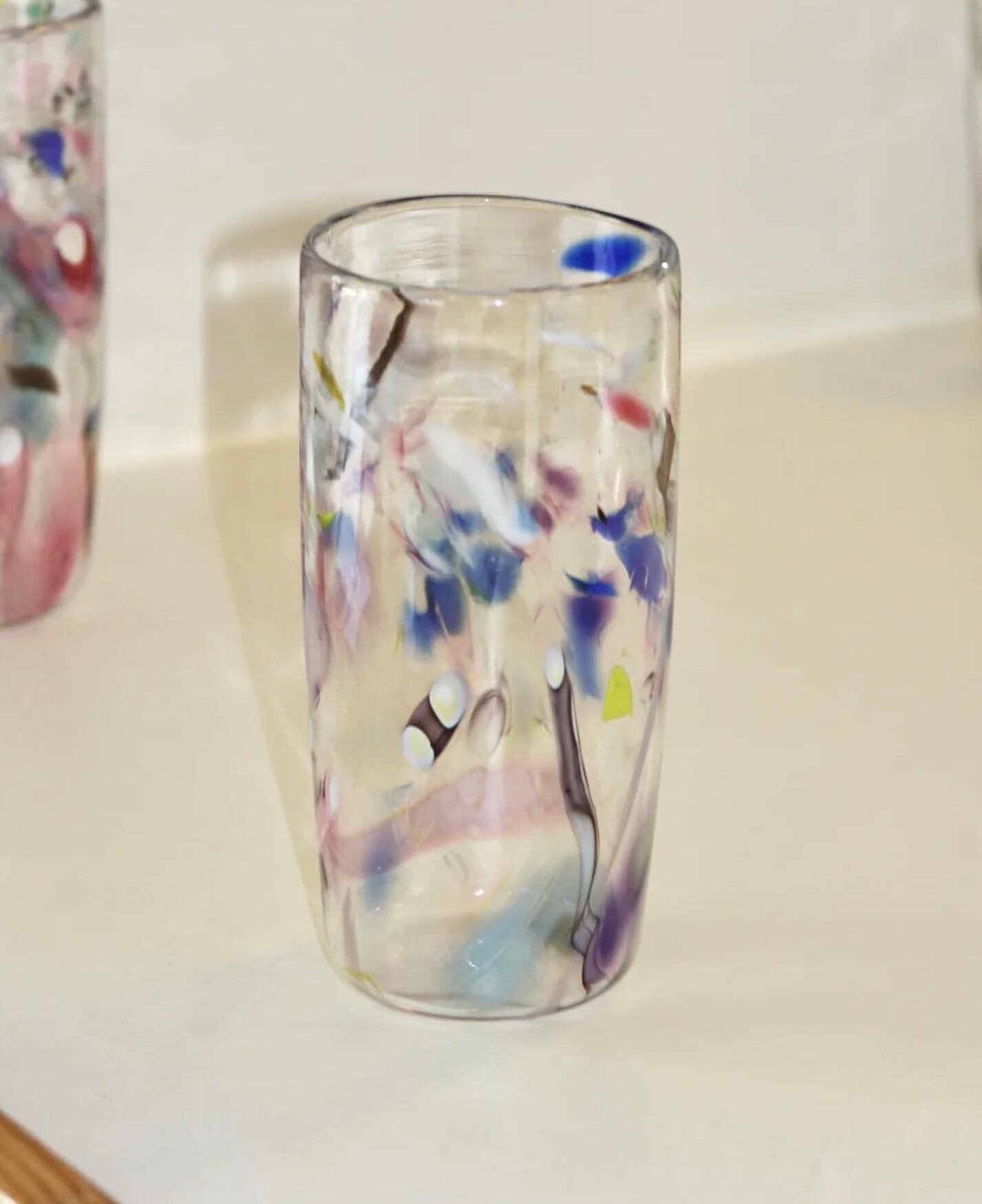 NASSAU Cups &mdash; handmade in Canada by @siriusglassworks the molten glasses are rolled in other failed glassworks to get these stunning designs.