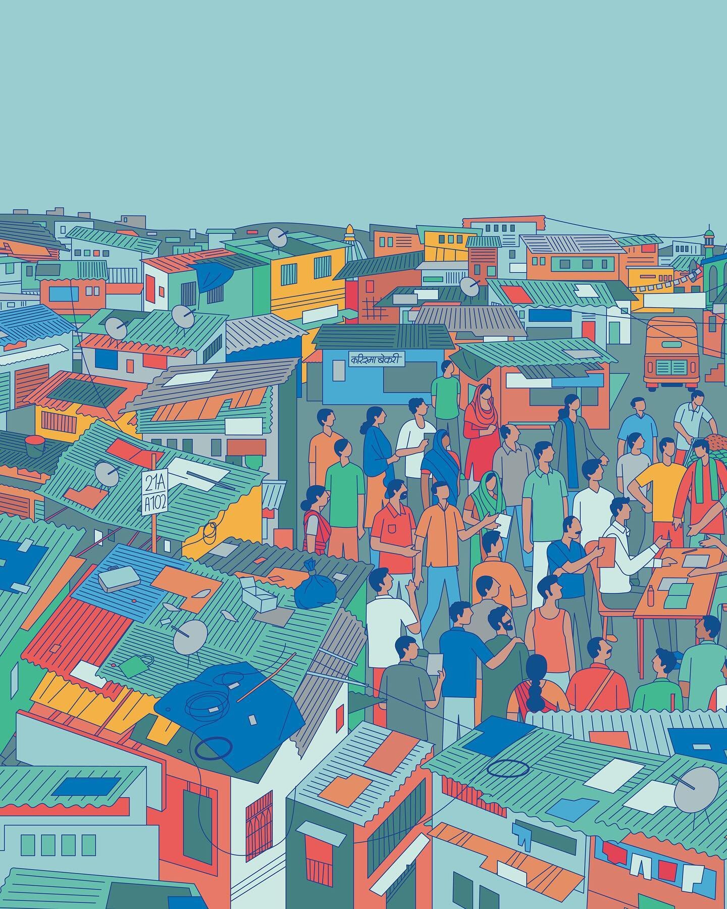 Cover illustration for the Book: Migrants and Machine Politics by @princetonupress Authors:&nbsp;Adam Michael Auerbach and Tariq Thachil. 

The cover illustrates a commonly seen scenario in slums just before elections, where political parties show th