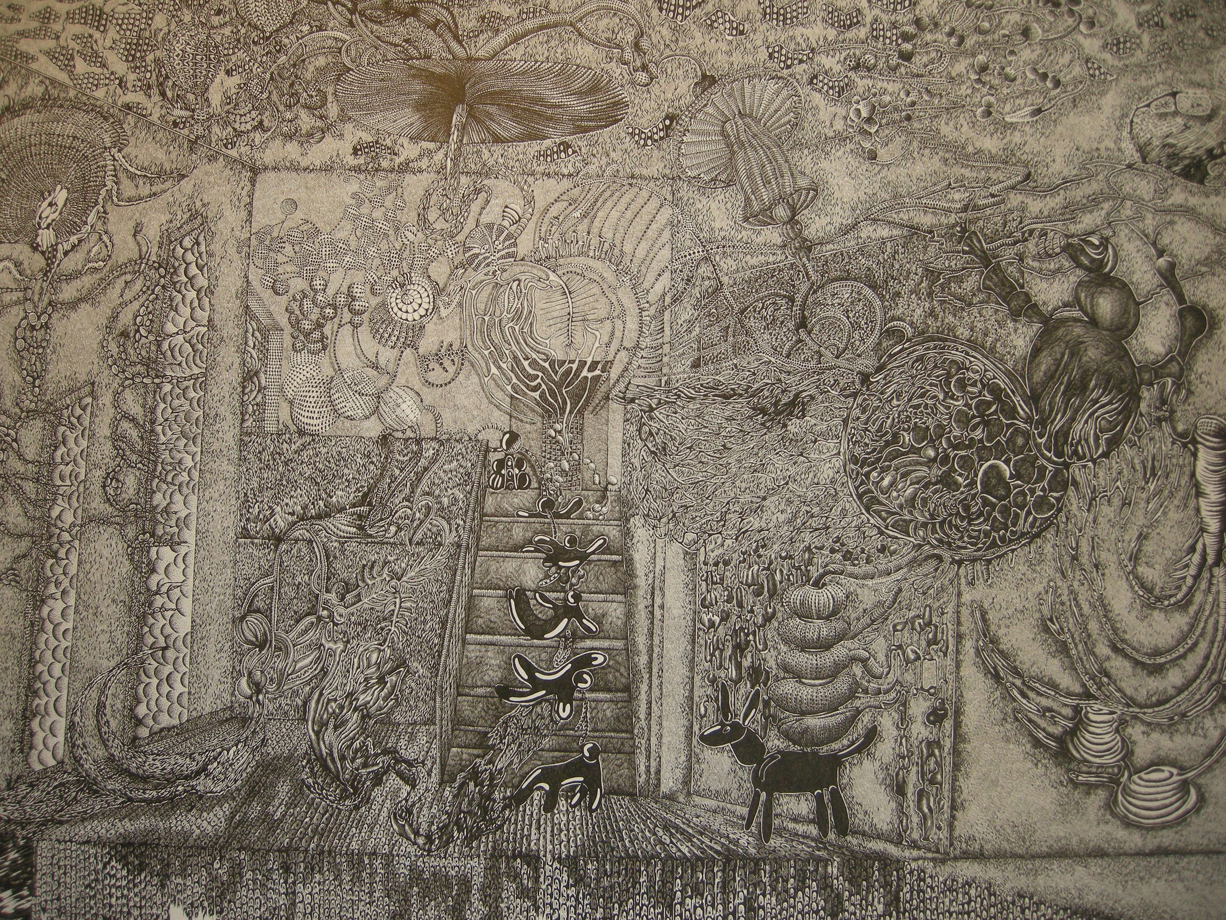 Difficult parts, 2016, 150 x 200 cm, ink drawing on paper