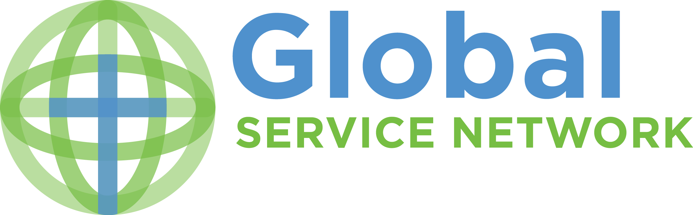 Logo of Global Service Network with a green globe and blue cross, alongside the text 'Global Service Network'.