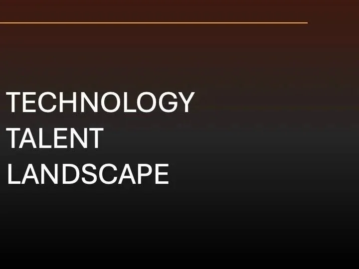 Black background with the words 'Technology', 'Talent', and 'Landscape' written in white capital letters.