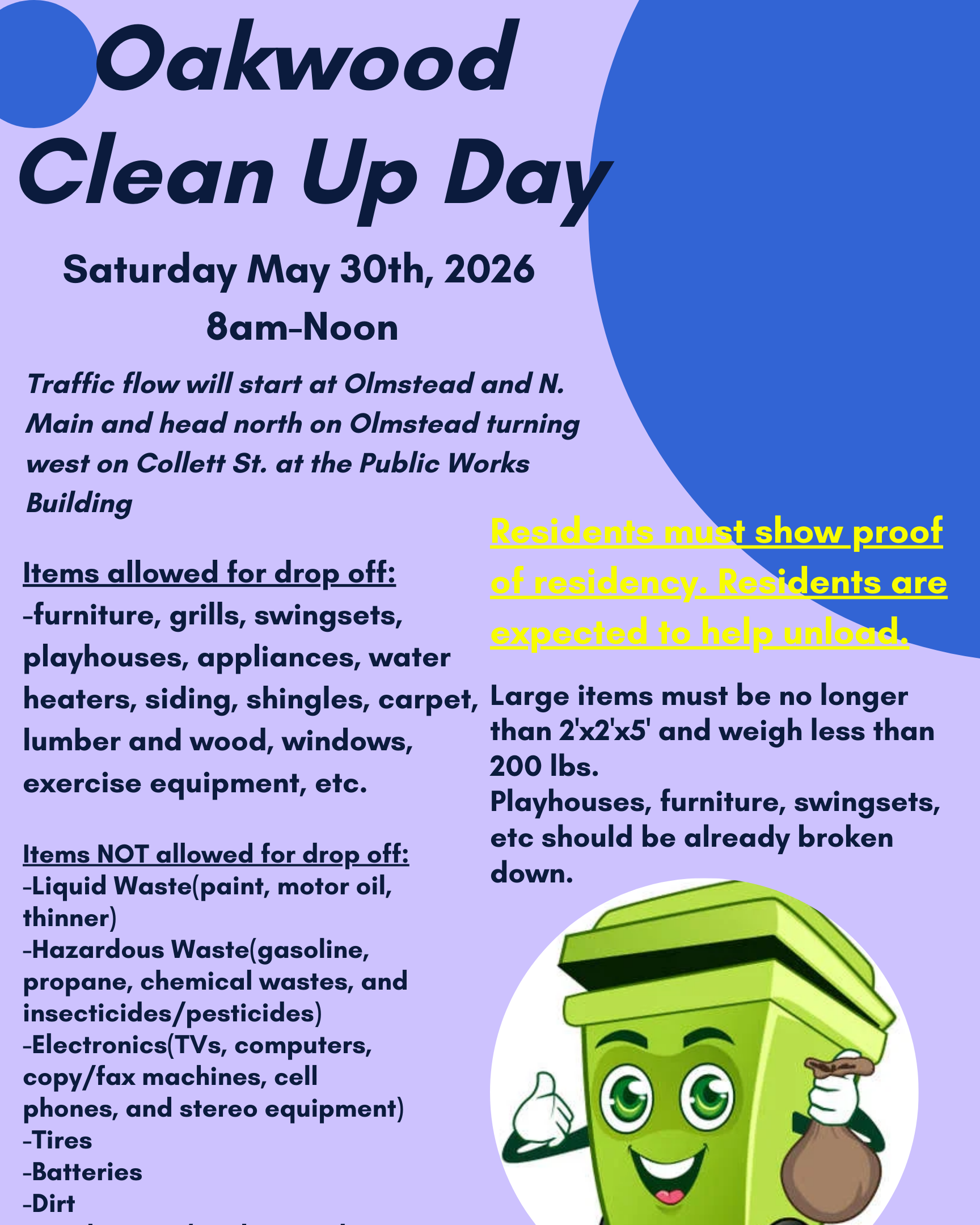 Oakwood Clean Up Day 5/30/2026