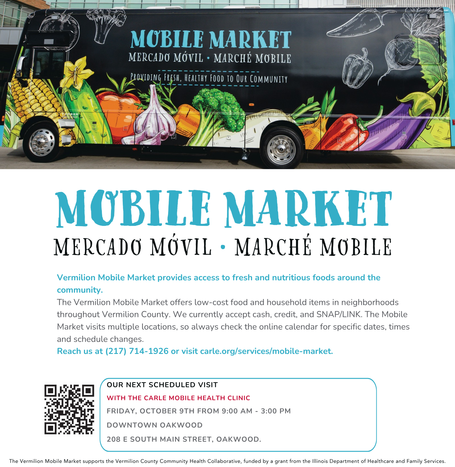 Carle Mobile Health Clinic and Mobile Market will be in Oakwood 10.09.2026