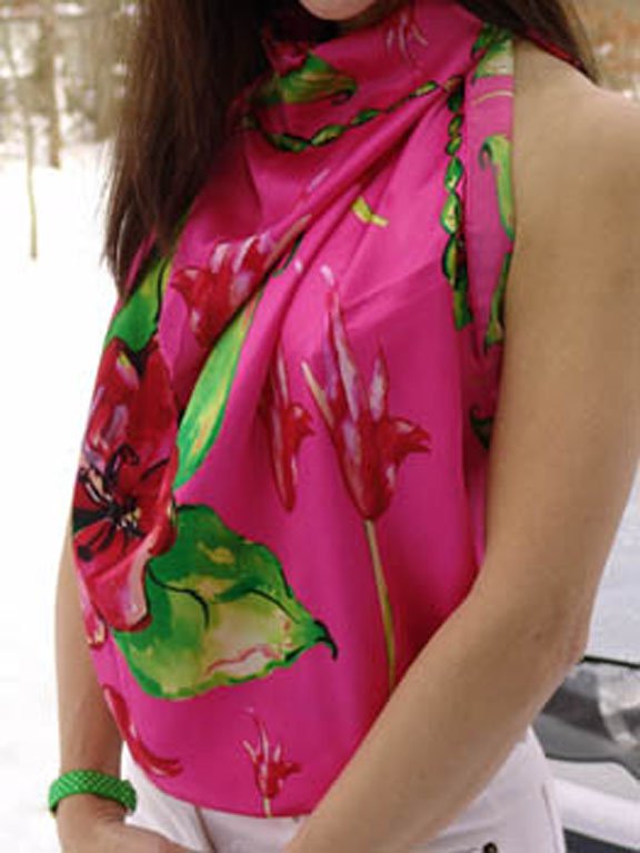 Hibiscus Classic GAIL TOMA Designer Scarf Worn as a Halter