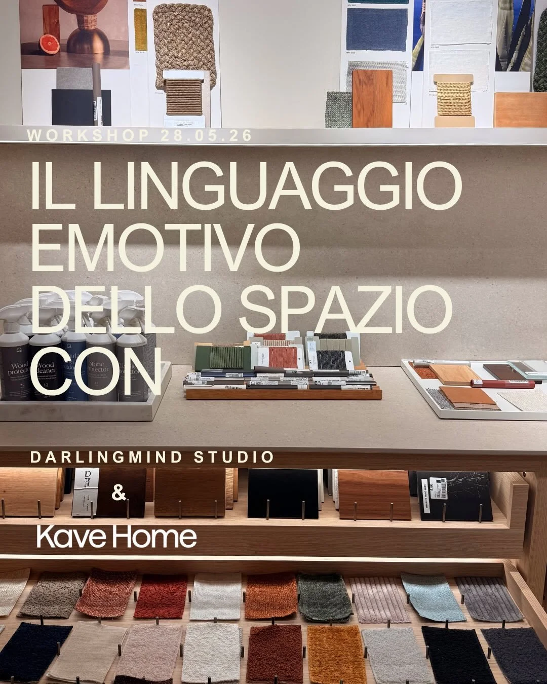 Un workshop per pensare la casa come linguaggio.
Con Kave Home partiremo dalla moodboard: immagini, colori e materiali come strumenti per dare forma a una visione.
Un esercizio tra intuizione e progetto, per trasformare sensazioni in una direzione ch