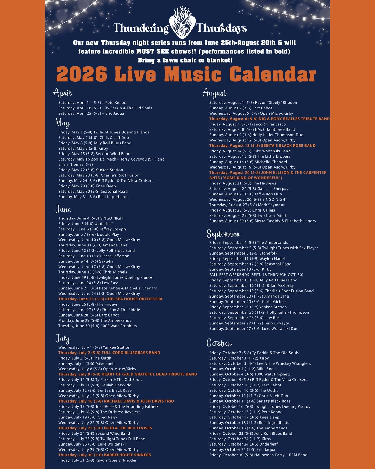 Dreaming of summer over here while the snow and wind are going full blast! With many of us inside today, we thought we&rsquo;d give you something fun to read and look forward to&hellip;

We&rsquo;re excited to present our 2026 Live Music Calendar!

A