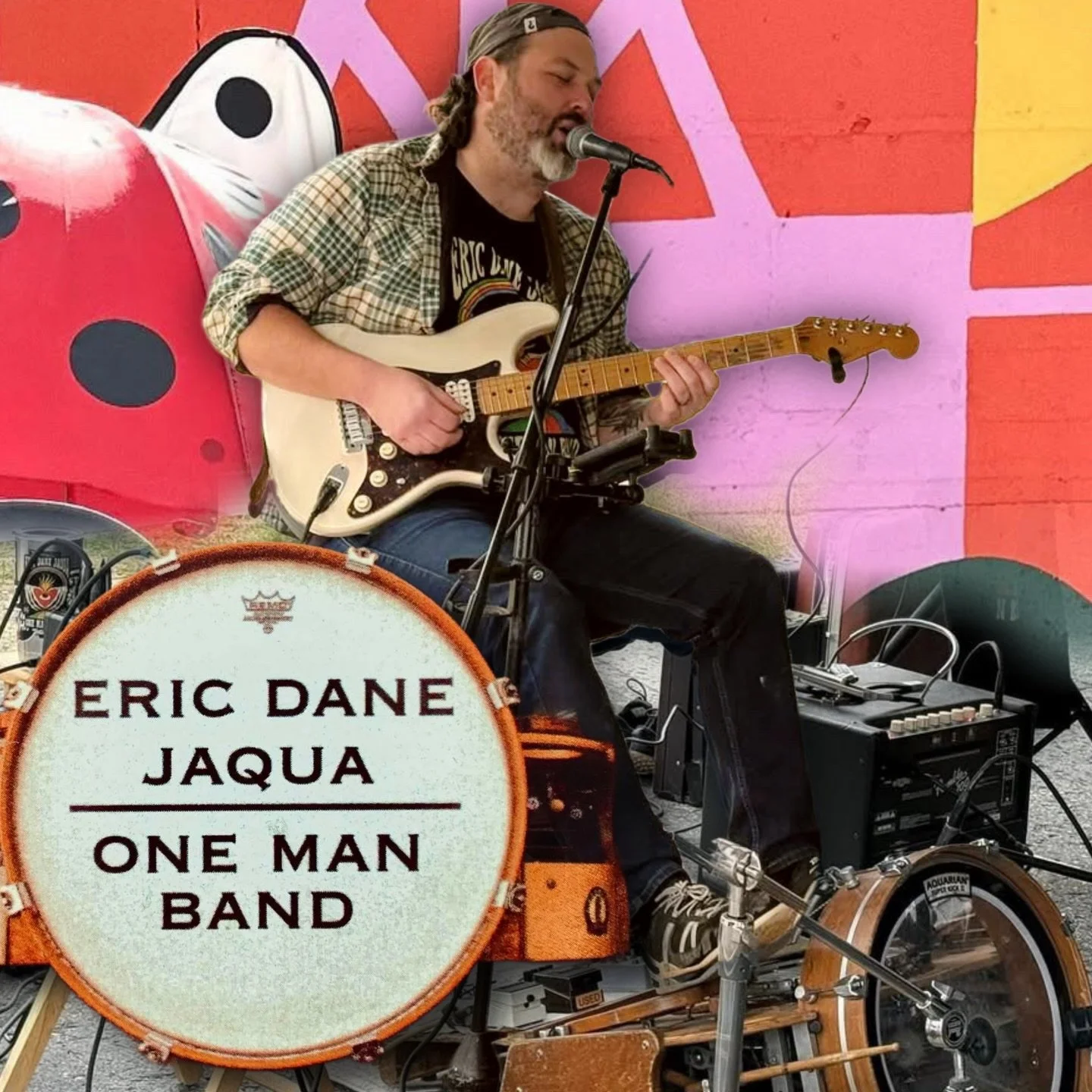Eric Dane Jaqua One Man Band hits the Waterwheel Stage this Saturday, 5&ndash;8pm!

Eric is a powerhouse performer&mdash;playing it all and doing it very well. This is one you don&rsquo;t want to miss.

Free to enjoy &bull; Family &amp; pet friendly
