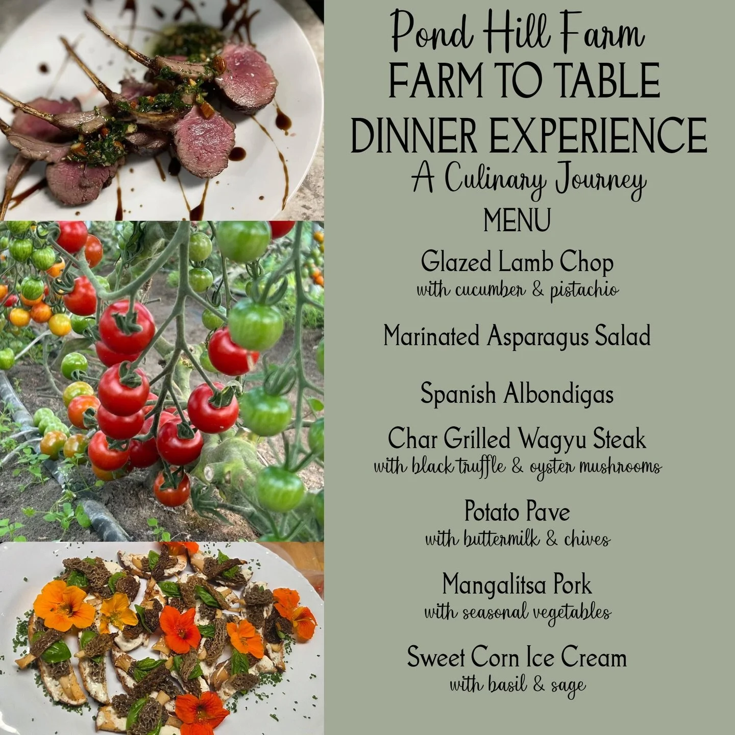 Embark on an unforgettable farm-to-table dining experience with Chef Shawn as he guides you through a remarkable culinary journey celebrating the flavors of the land.

This exclusive 7-course gourmet dinner will showcase the season&rsquo;s finest ing