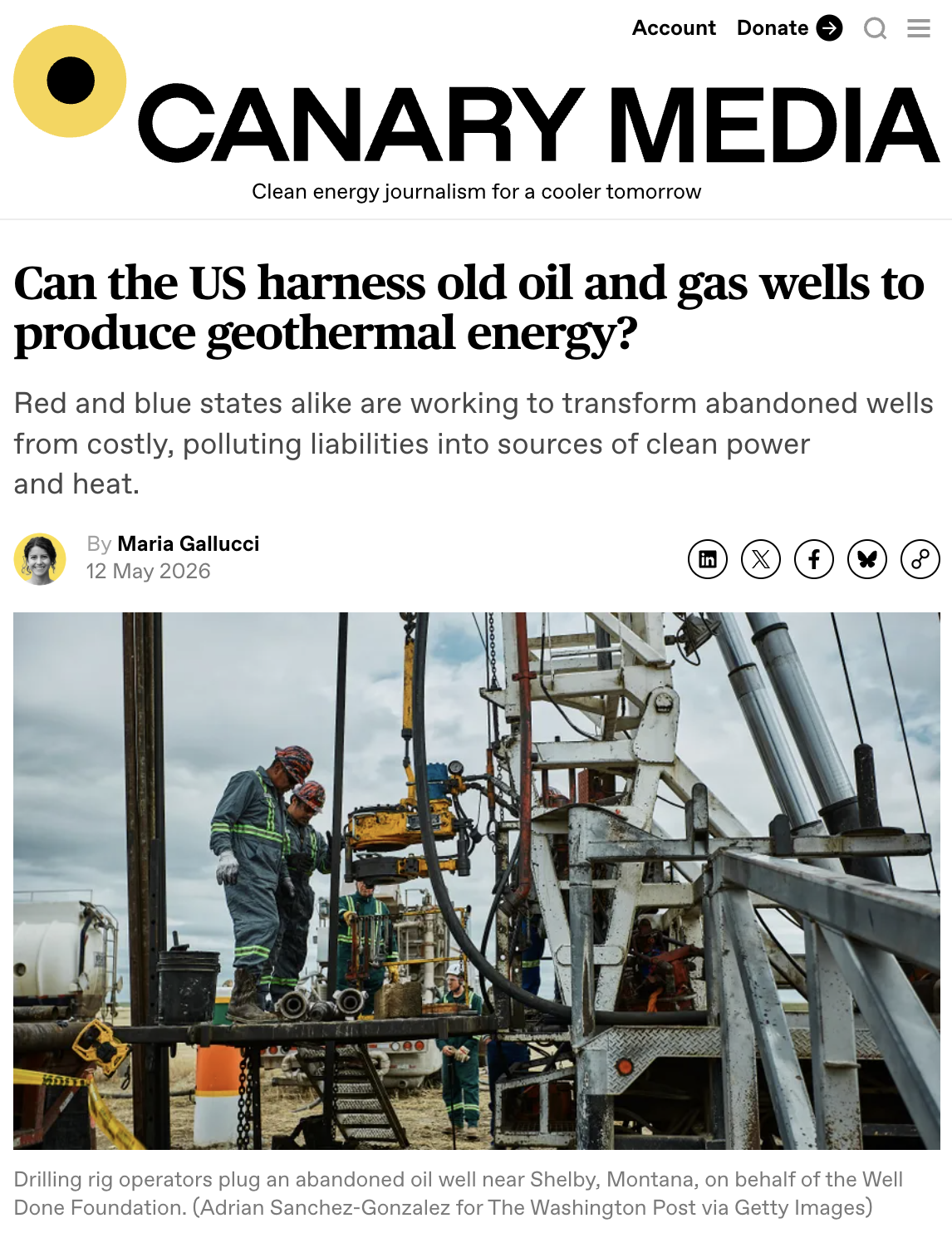 Develop and pitch story concepts to energy, environmental and industry publications repurposing orphan wells for geothermal. I am quoted in this Canary Media article.
