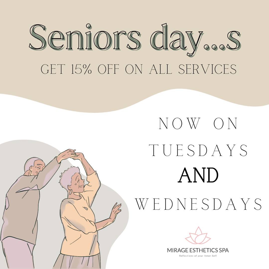 Did you know... we offer 15% OFF all spa treatments to all our beautiful Seniors &amp; Veterans (60+) on Tuesdays and Wednesdays.
Call us to book your next relaxing spa treatment at 905.842.7465