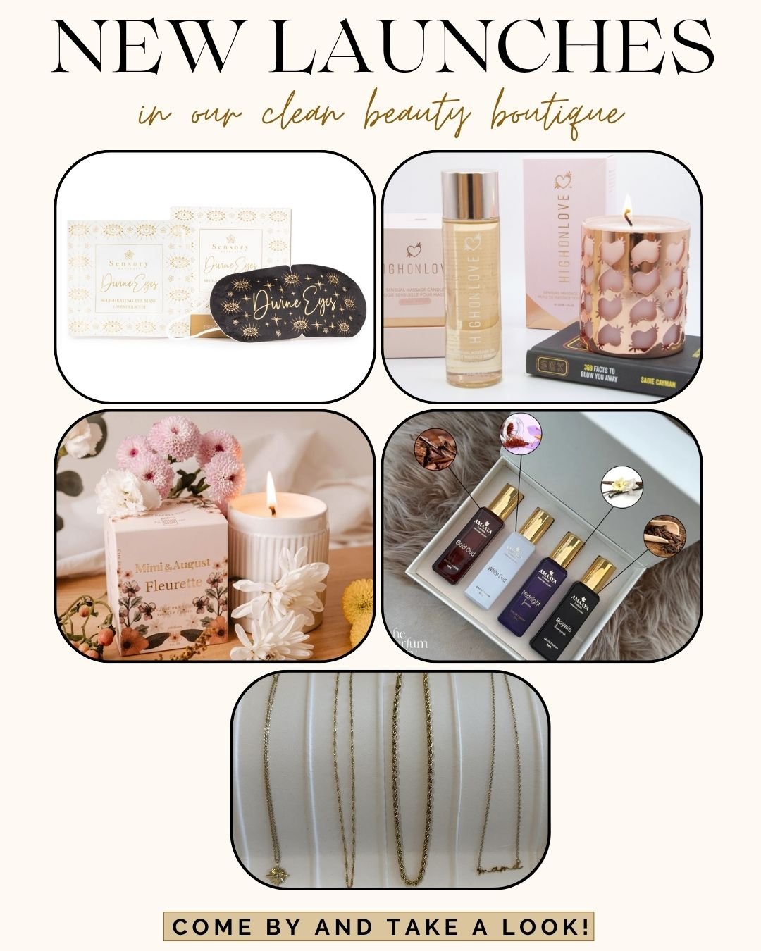 ✨NEW in the Clean Beauty Boutique!✨
We&rsquo;re excited to unveil a fresh lineup of indulgent self-care and lifestyle must-haves, just in time for our 14th Anniversary Celebration on THURSDAY, JUNE 12TH, 5-7PM! 🎉

💫 Divine Eye Masks &ndash; for ref